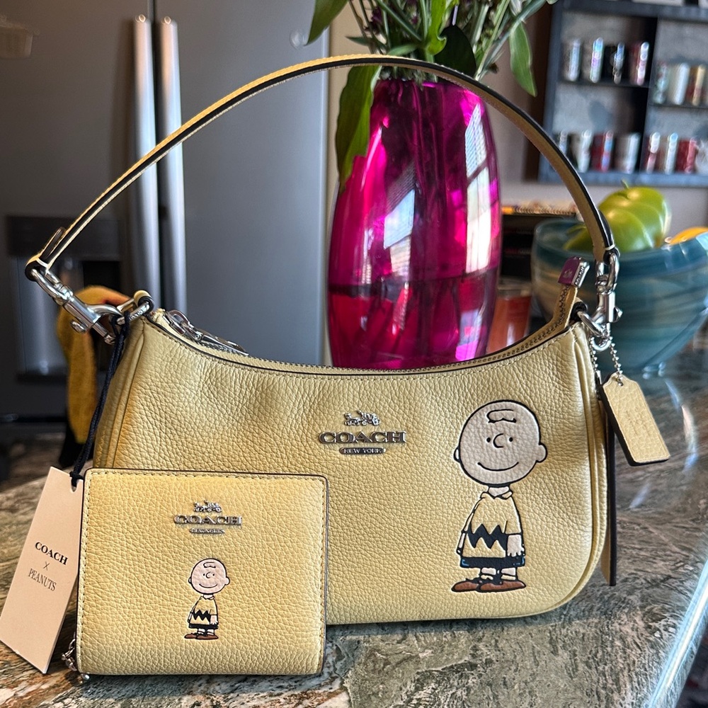 NWT Coach Teri PEANUTS Charlie Brown Bag & Wallet Set